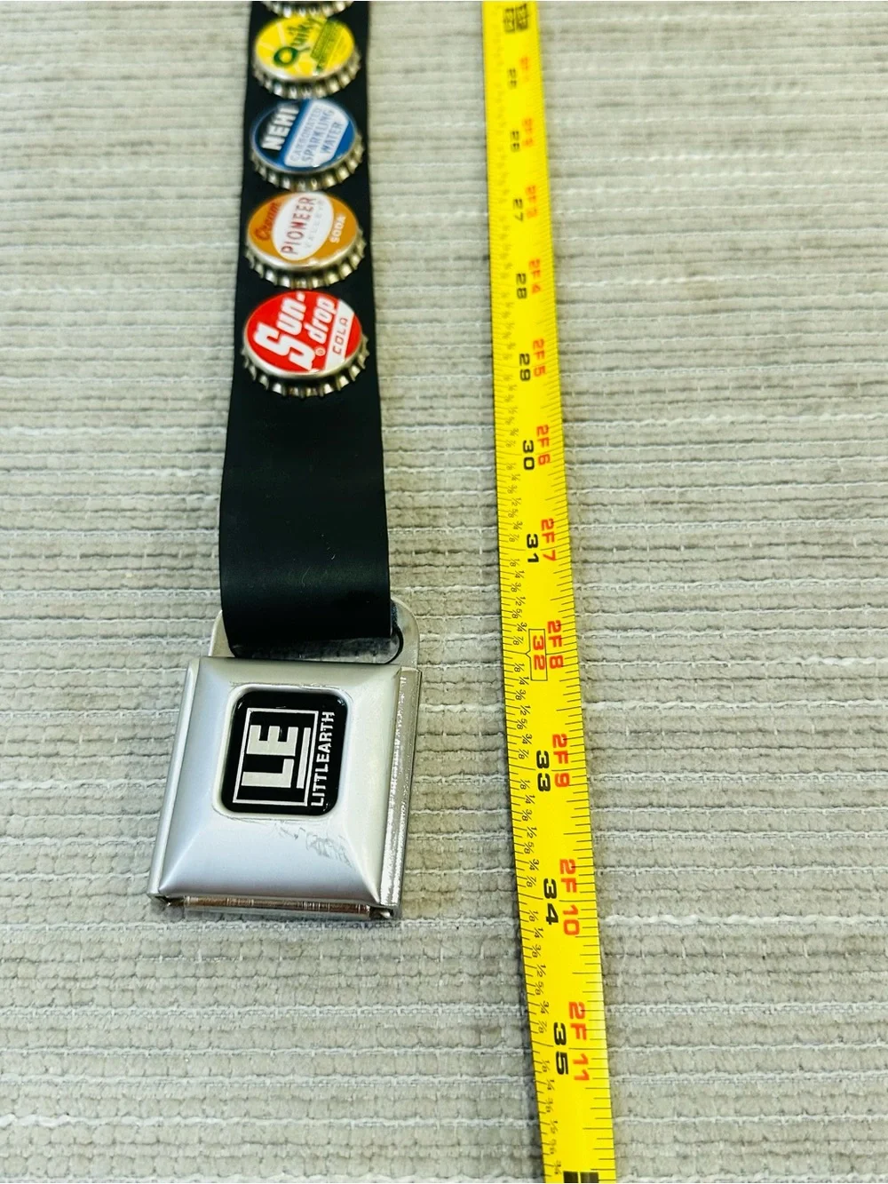 Vtg Little Earth Bottle Cap Belt Seatbelt Buckle Opener Y2K Eco Recycled Size M